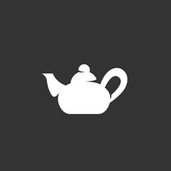 Teapot logo on black background. Vector icon