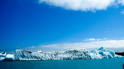 Lagoon Jokulsarlon, glacial lake and icebergs in Iceland