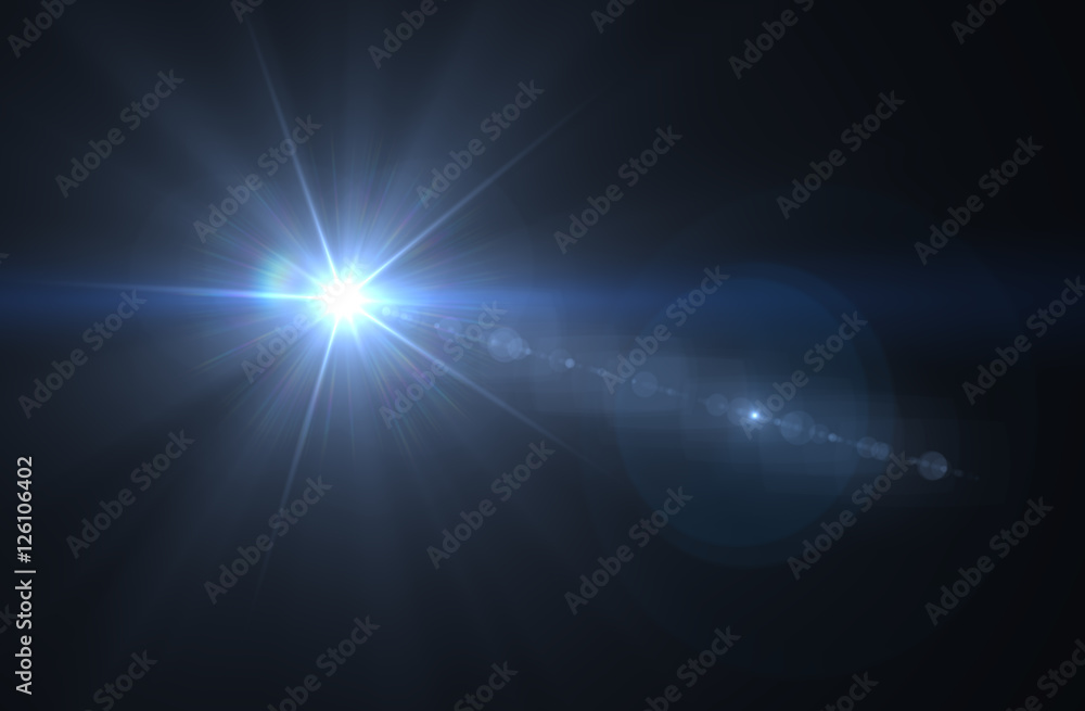 Wall mural lens flare effect in space 3d render