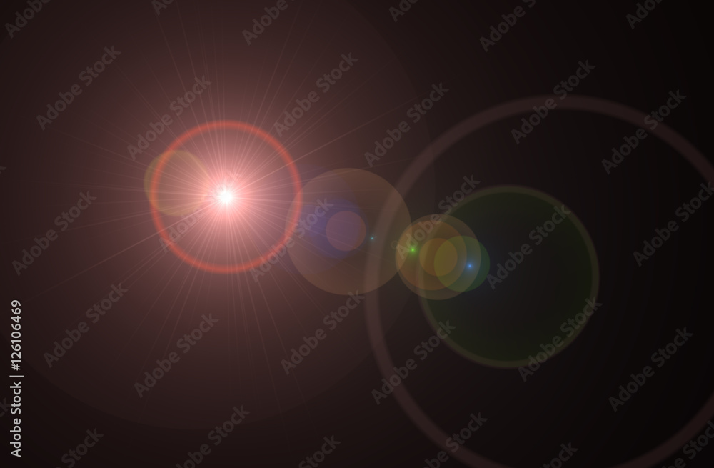 Wall mural lens flare effect in space 3d render