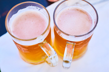 beer glass in a cafe