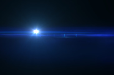 Lens flare effect in space 3D render