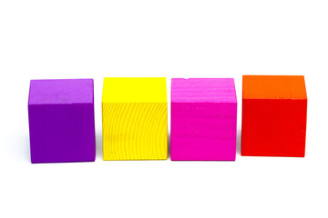 colored children cubes on  white isolated background