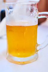 beer glass in a cafe