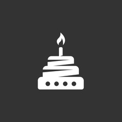 Cake logo on black background. Vector icon