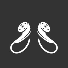 Headphones logo on black background. Vector icon