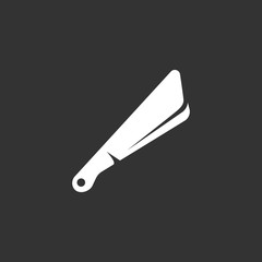 Knife logo on black background. Machete vector icon