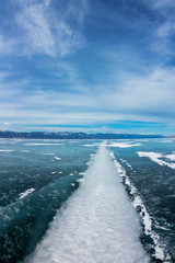 The road from the big white cracks on the ice of Lake Baikal.