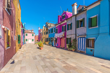 VENICE, ITALY - 21 OCTOBER 2016 - Burano, the town of a thousand colors, an enchanted island in the heart of the Venice lagoon