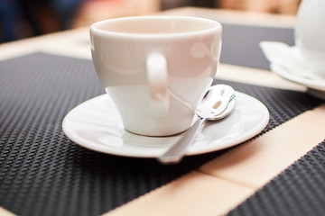 cup of tea on a table in a cafe