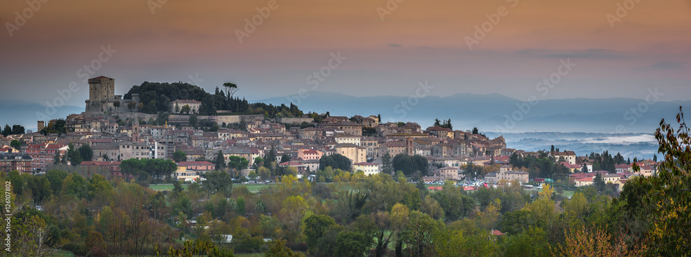 Wall mural sarteano, tuscany town wall seen from aerial view, italy