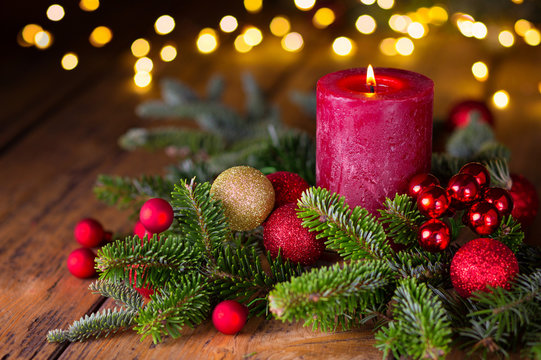 Frohe Weihnachten  -  Festliche Grußkarte mit Kerze