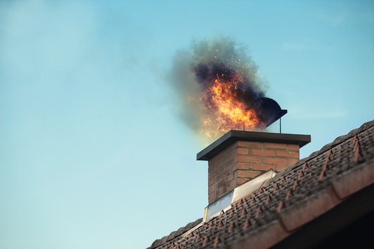 Chimney with a fire coming out