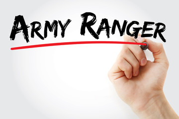Hand writing Army ranger with marker, concept background