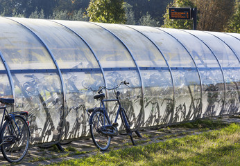 Outdoor roofed bicycle storage