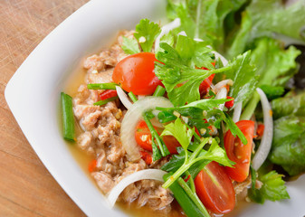 spicy  pork salad, Thai cusine