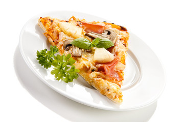 Piece of pizza on white background 