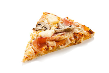 Piece of pizza on white background 