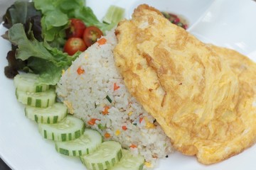 Fried rice with crab and omelet delicious.