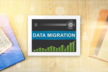 data migration word on tablet