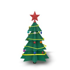Christmas spruce tree.Isolated on white background.3D rendering