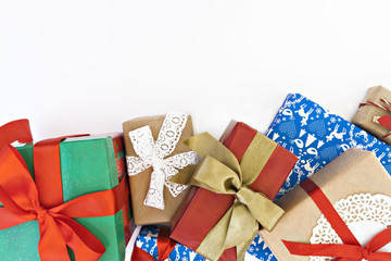 many of gift boxes isolated top view