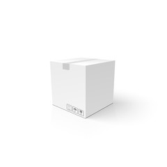 White 3D box. Clean closed carton package. Mockup template for y