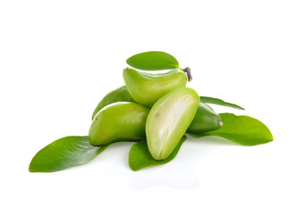 Garcinia schomburgkiana Pierre on white background