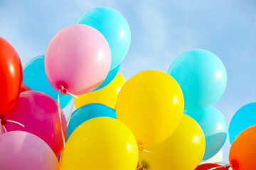 Fototapeta na wymiar Colorful birthday balloons, closeup