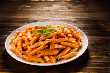Penne with pesto sauce 
