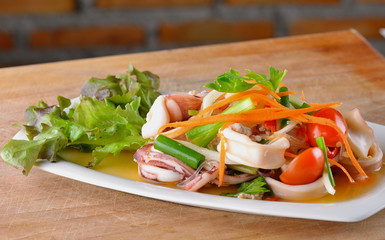 Thai  cuisine ,spicy  seafood salad