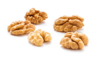 Walnuts kernel isolated on white background, Front view.