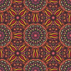 Ornate floral seamless texture, endless pattern with vintage mandala elements.