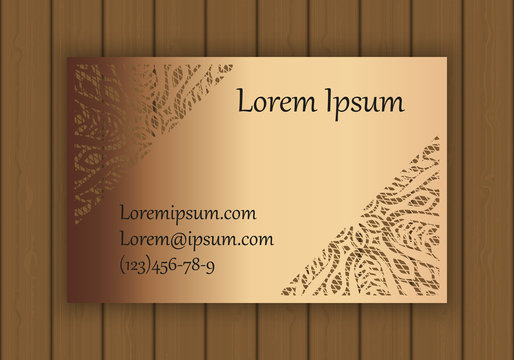 Business or visiting card template with a cut out pattern. May be used for laser cutting from paper, metal, wood.