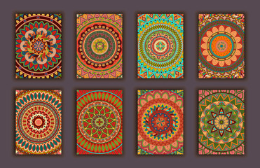 Collection retro cards. Ethnic backgrounds. Card of invitation.