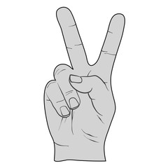 Peace Sign Victory Fingers Outline Drawing