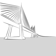 Vector hand-drawn Oresund Bridge, Sweden