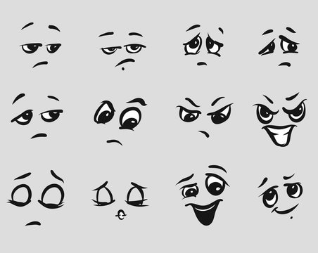 Twelf Angry Cartoon Expressions Faces