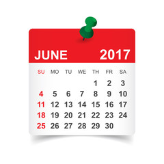 June 2017. Calendar vector illustration