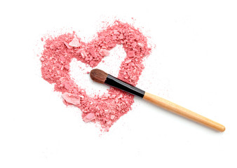 heart shaped crushed eyeshadows with brush (Love concept, beauty)