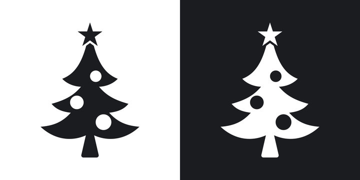 Vector christmas icon. Two-tone version on black and white background