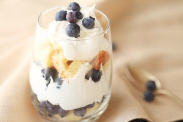Miniature blueberry trifle