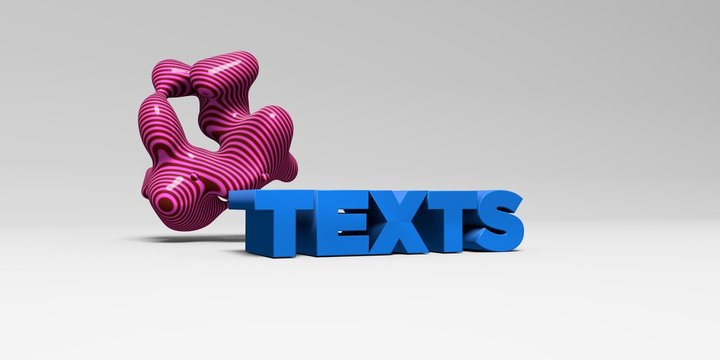 TEXTS -  color type on white studiobackground with design element - 3D rendered royalty free stock picture. This image can be used for an online website banner ad or a print postcard.