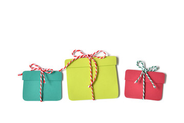 Christmas gift box paper cut on white background - isolated