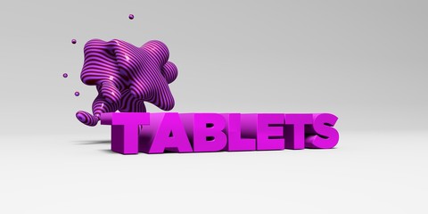 TABLETS -  color type on white studiobackground with design element - 3D rendered royalty free stock picture. This image can be used for an online website banner ad or a print postcard.