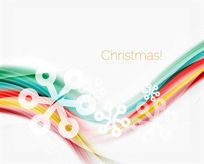 Snowflakes on wave line, Christmas and New Year background