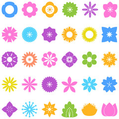 collection of flower icons, vector, flat icon on white background