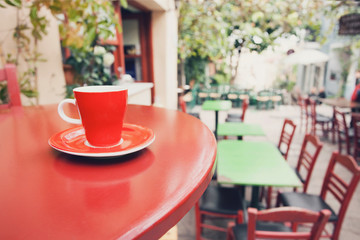 A cup of coffee on table, mediterranean style