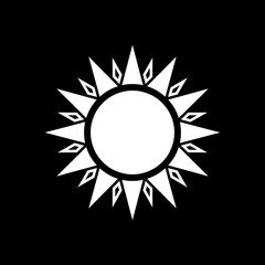 The weather icon. Sunrise and sunshine, weather, sun symbol. UI. Web. Logo. Sign. Flat design. App. Stock