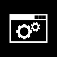 The website optimization icon. WWW and browser, development, seo, website optimization symbol. UI. Web. Logo. Sign. Flat design. App.